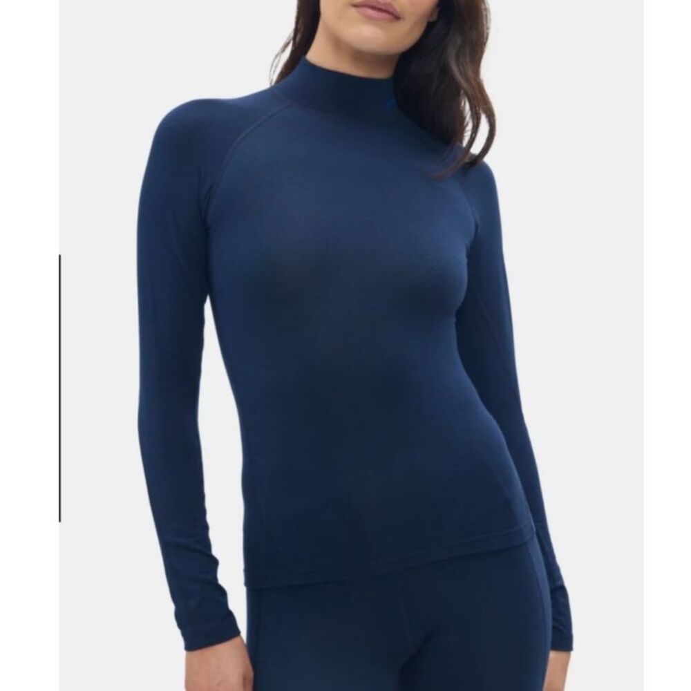 NWT Halfdays Clare Mock Neck Base Layer Top Navy Long Sleeve Layer Shirt XS 0/2